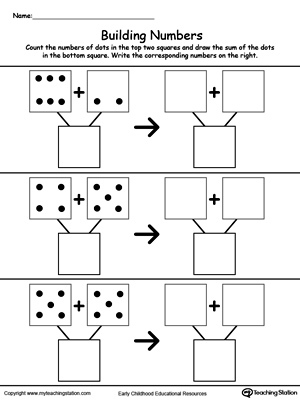 addition building numbers by counting dots ii
