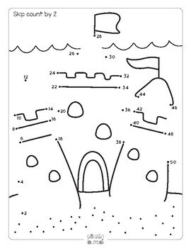 summer connect the dots dot to dot skip counting by 2 5