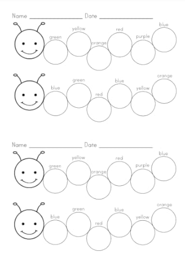 caterpillars activities colors for toddlers preschool