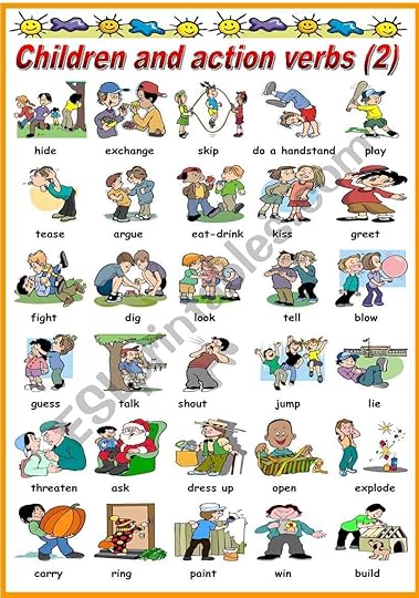 children and action verbs pictionary 2 2 bw version