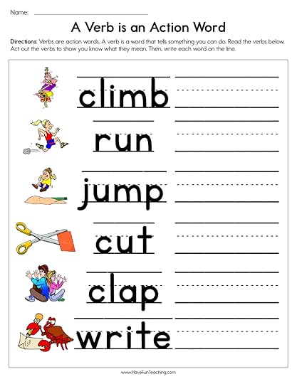 a verb is an action word worksheet have fun teaching