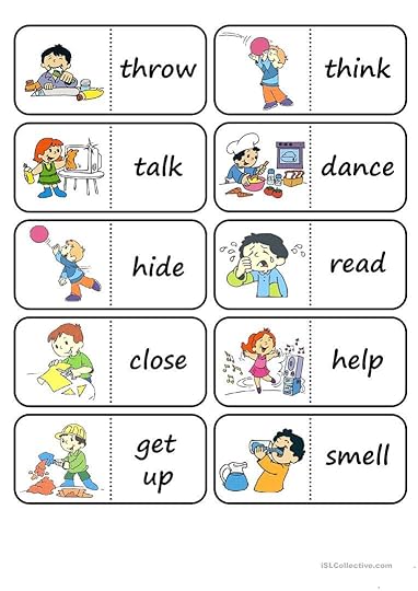 action words domino english esl worksheets for distance