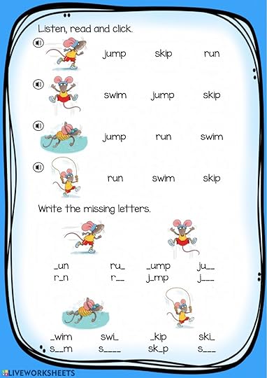 4 action verbs 2 read and write worksheet