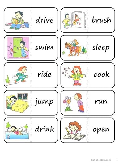 action words domino english esl worksheets for distance