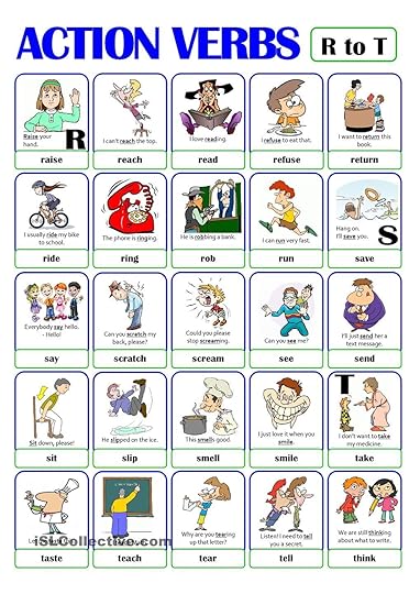 pictionary action verb set 4 from r to t english