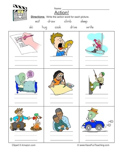 identifying action words worksheet action verbs