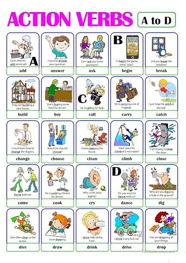 pictionary action verb set 1 from a to d english