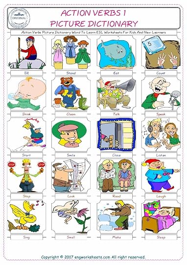 action verbs picture dictionary word to learn esl