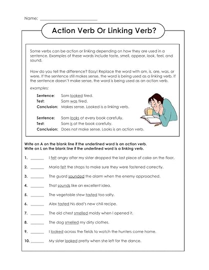 action and linking verbs exercise