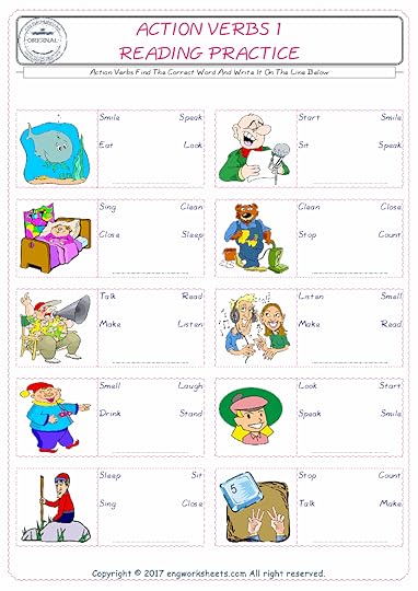 action verbs esl printable english vocabulary worksheets