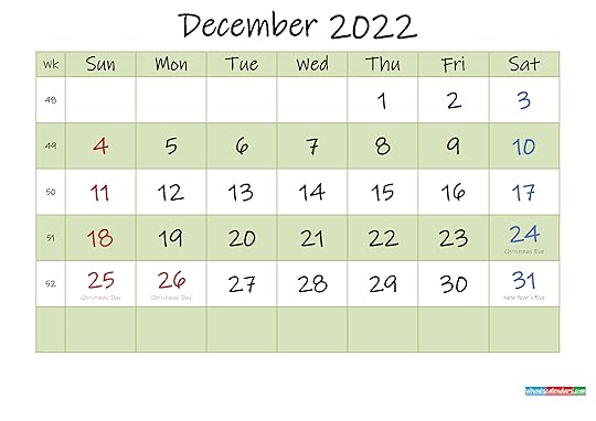 december 2022 calendar with holidays printable template