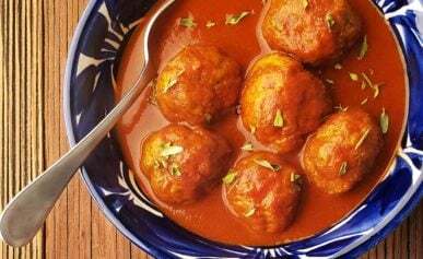 A bowl of albondigas de camaron, Mexican shrimp balls.