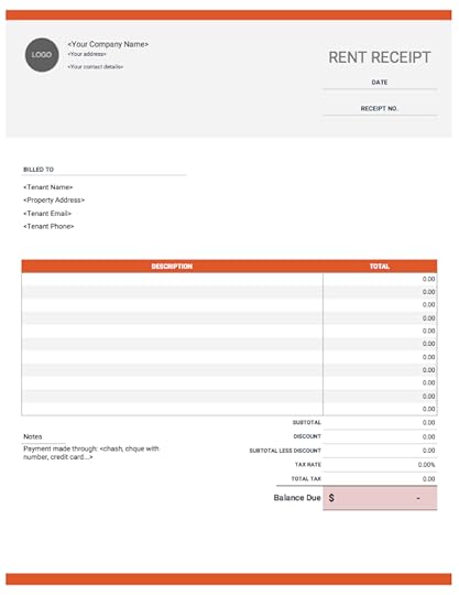 rent receipt templates free download invoice simple