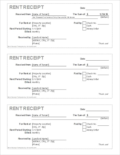 rent receipt template for excel
