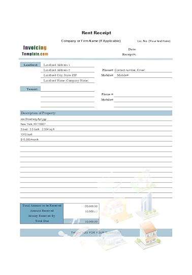 printable house rent receipt template