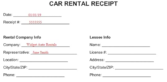 free car rental receipt template pdf word eforms
