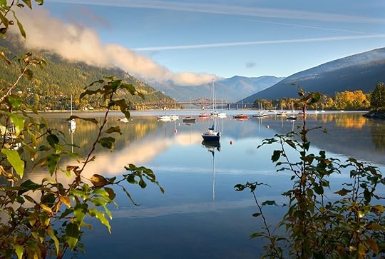 View of Kootenay Lake in Nelson, BC, Canada. Nelson is one of the most famous and most scenic Canadian small towns.