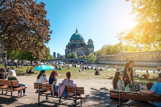 Park with people and an expat in Germany in summer 