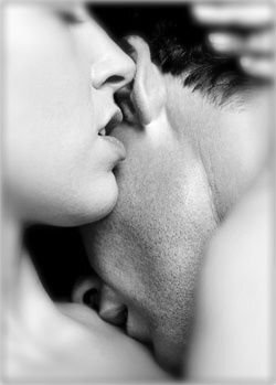 May be a black-and-white image of 1 person and people kissing