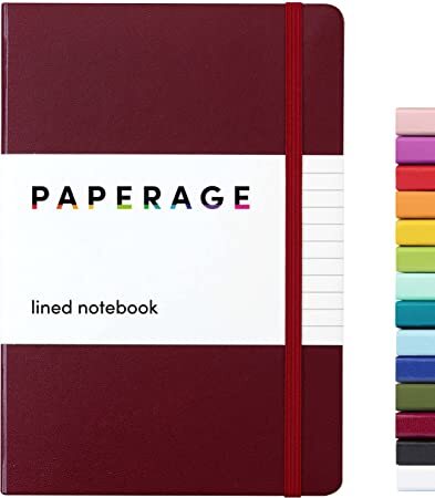 PAPERAGE Lined Journal Notebook, (Burgundy), 160 Pages, Medium 5.7 inches x 8 inches - 100 gsm Thick Paper, Hardcover