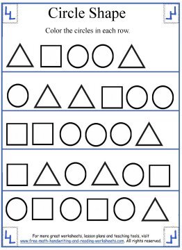 circle shape preschool worksheets