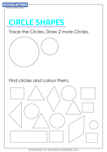 trace draw find and color circle shapes worksheets for preschool kindergarten grade art and craft worksheets schoolmykids com