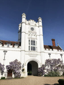 Danesfield House Hotel, clock tower and climbing wisteria
