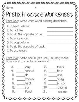 prefix practice worksheet freebie prefix worksheet suffixes