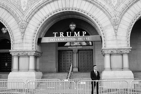 Security guard in front of the Trump Hotel