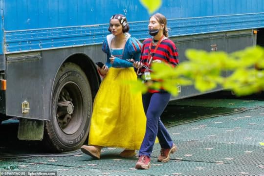 Rachel Zegler on set as Snow White