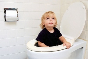 baby in bathroom
