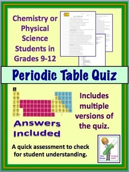 periodic table quiz teaching resources teachers pay teachers