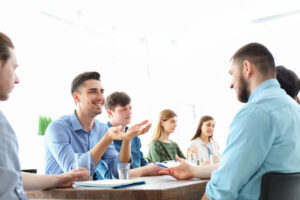 Meeting full of white men