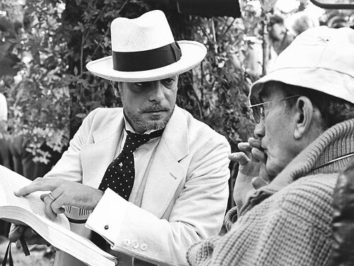 Giancarlo Giannini and Luchino Visconti during the shooting of L'innocente
