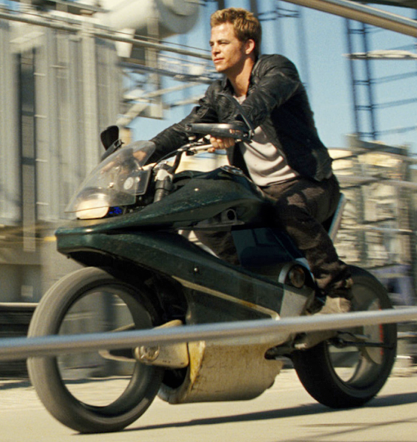 Captain Kirk on racing bike, fast bike, fast