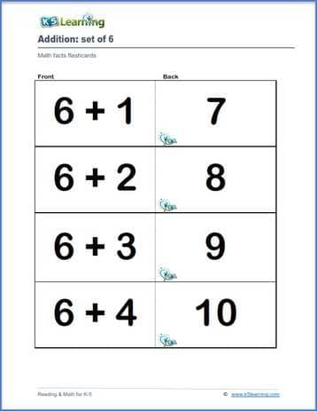 math flashcards k5 learning
