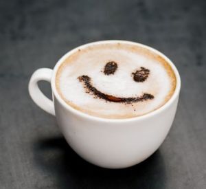 play in adult Bible study, smiling foam in a coffee mug