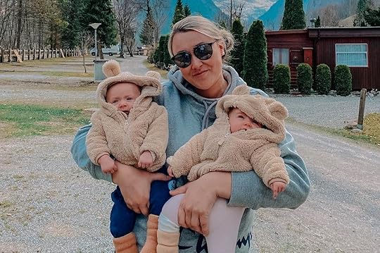Blond woman and her two babies