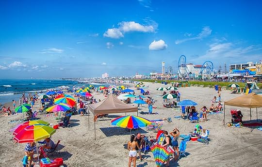 jersey shore beaches crowded ocean city beach with colorful beach umbrellas 