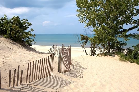 Sand dunes at Indiana Dunes National Park on Lake Michigan