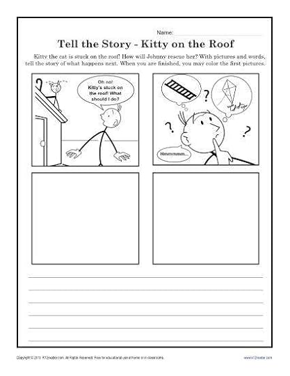 kitty on the roof creative writing prompt worksheet for kindergarten