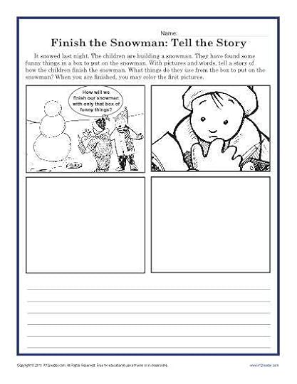 finish the snowman creative writing prompt for kindergarten