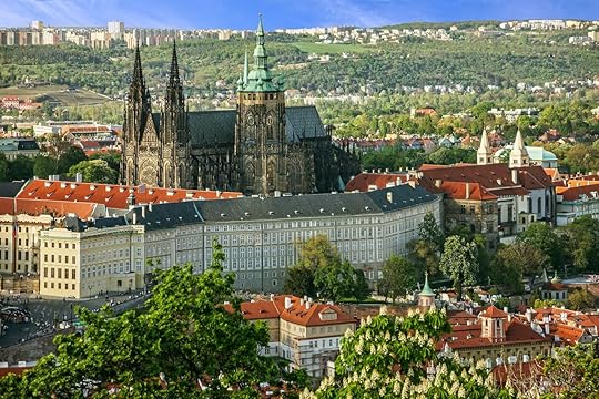 Prague Castle and Saint Vitus Cathedral, Czech Republic. Panoramic view, Prague art and culture