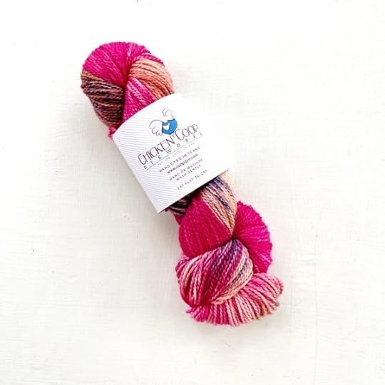 YarnYAY! June featured yarn Chicken Coop Dyeworks Little Miss Prissy, in color: Prom Dress