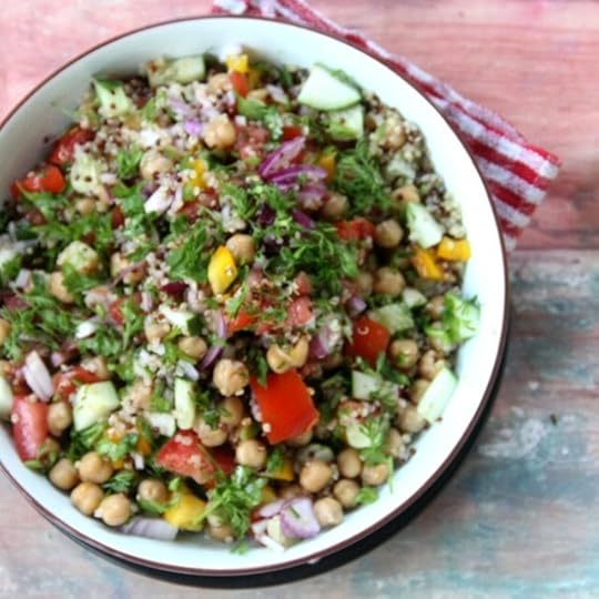 Quinoa with Chickpea Salad and Lime and Cilantro