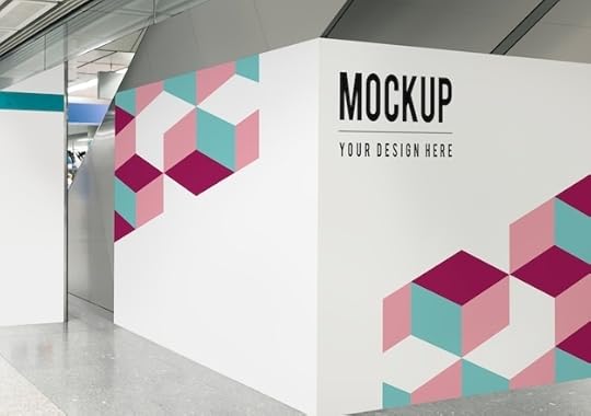 free psd blank exhibition wall mockup at a train station