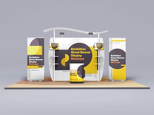 exhibition stand banner display mockups vectogravic design