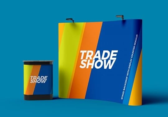free trade show display stand with backdrop mockup for exhibition