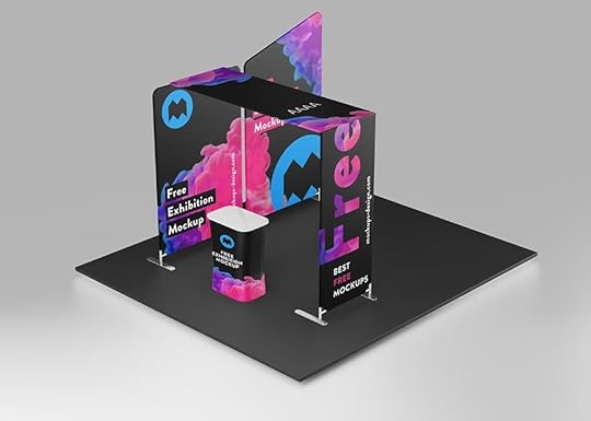 free colorful exhibition booth mockup in psd designhooks
