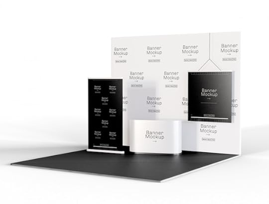 premium psd exhibition and promotion stand mockup